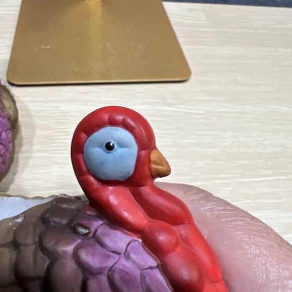 Vintage Lillian Vernon Turkey Dinner Candle Holders Handmade Taiwan Set of 2 - Picture 7 of 9